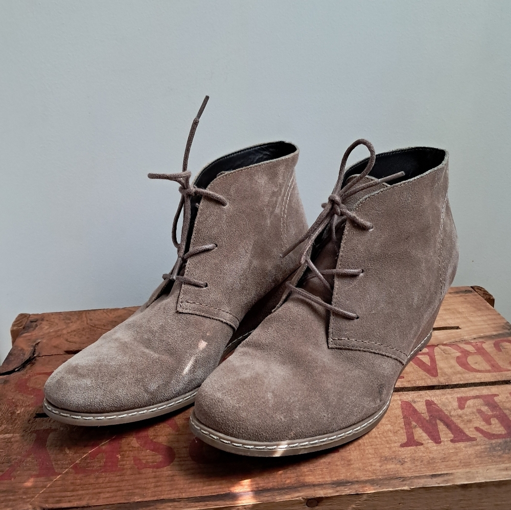 Bjorndal Suede Rachel Wedge Lace Up Ankle Boots